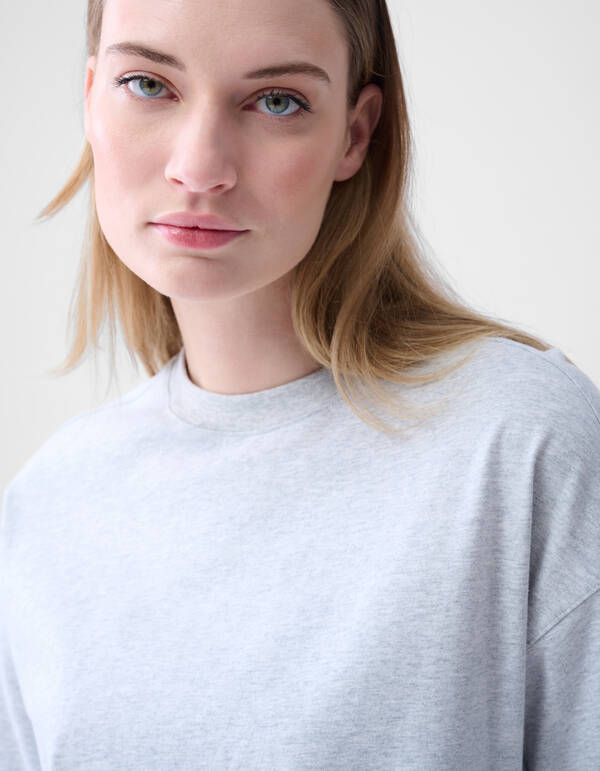 &Uuml;bergro&szlig;es Basic-T-Shirt Hellgrau SHOEBY WOMEN