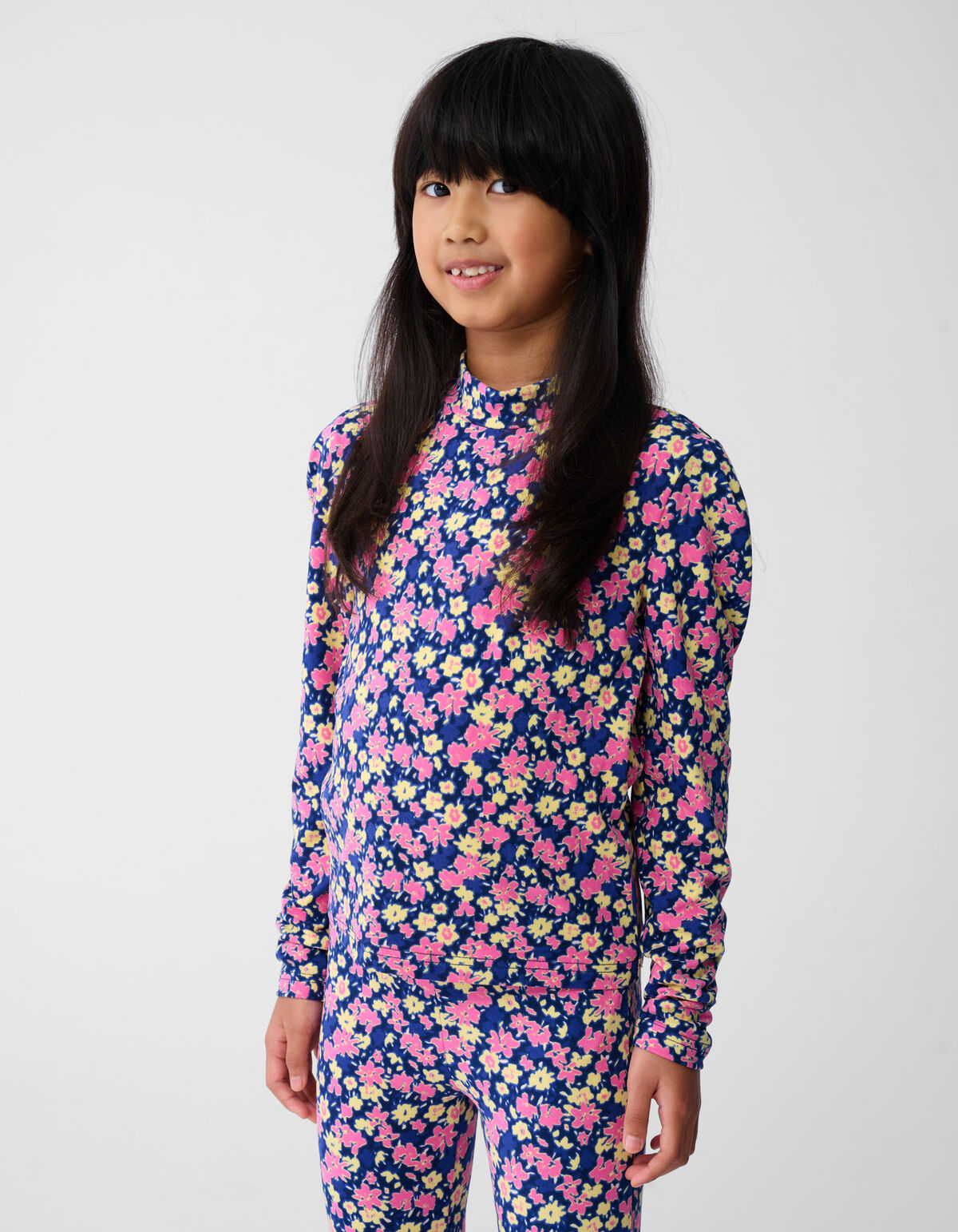 Langarmshirt mit Blumenmuster, dunkelblau/rosa SHOEBY GIRLS