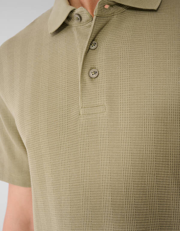 Waffelstreifen-Polo Khaki SHOEBY MEN