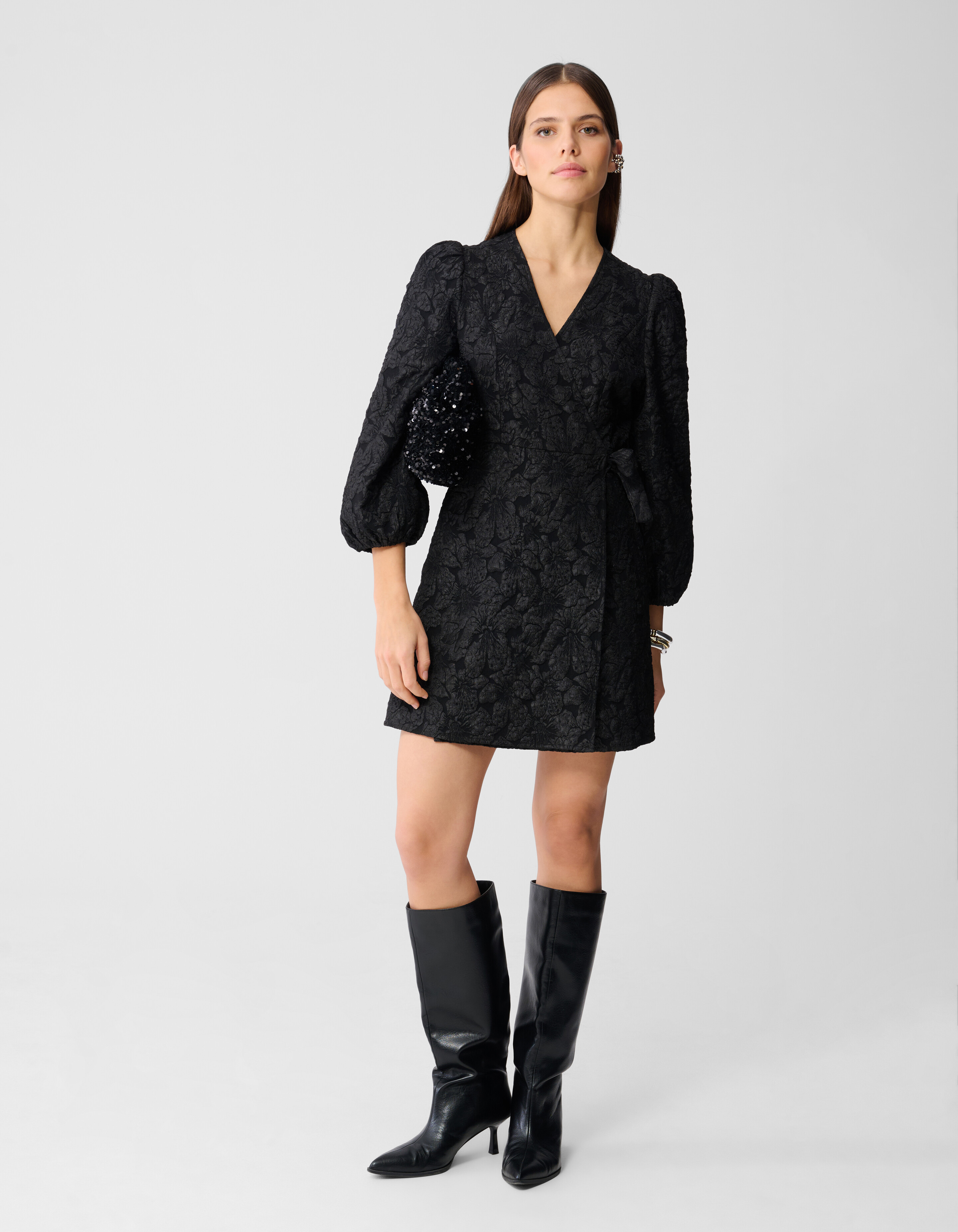 Jacquard-Wickel-Minikleid Schwarz SHOEBY WOMEN