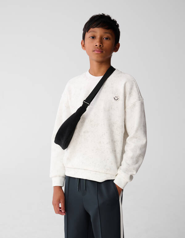 Bedruckter Smiley-Kunstpullover Wei&szlig; SHOEBY BOYS