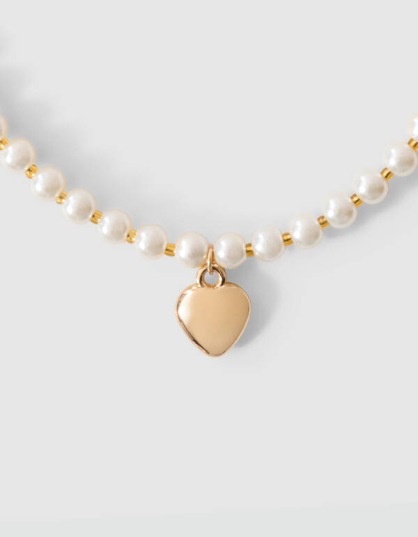 Perlenherz Kette Gold SHOEBY ACCESSOIRES