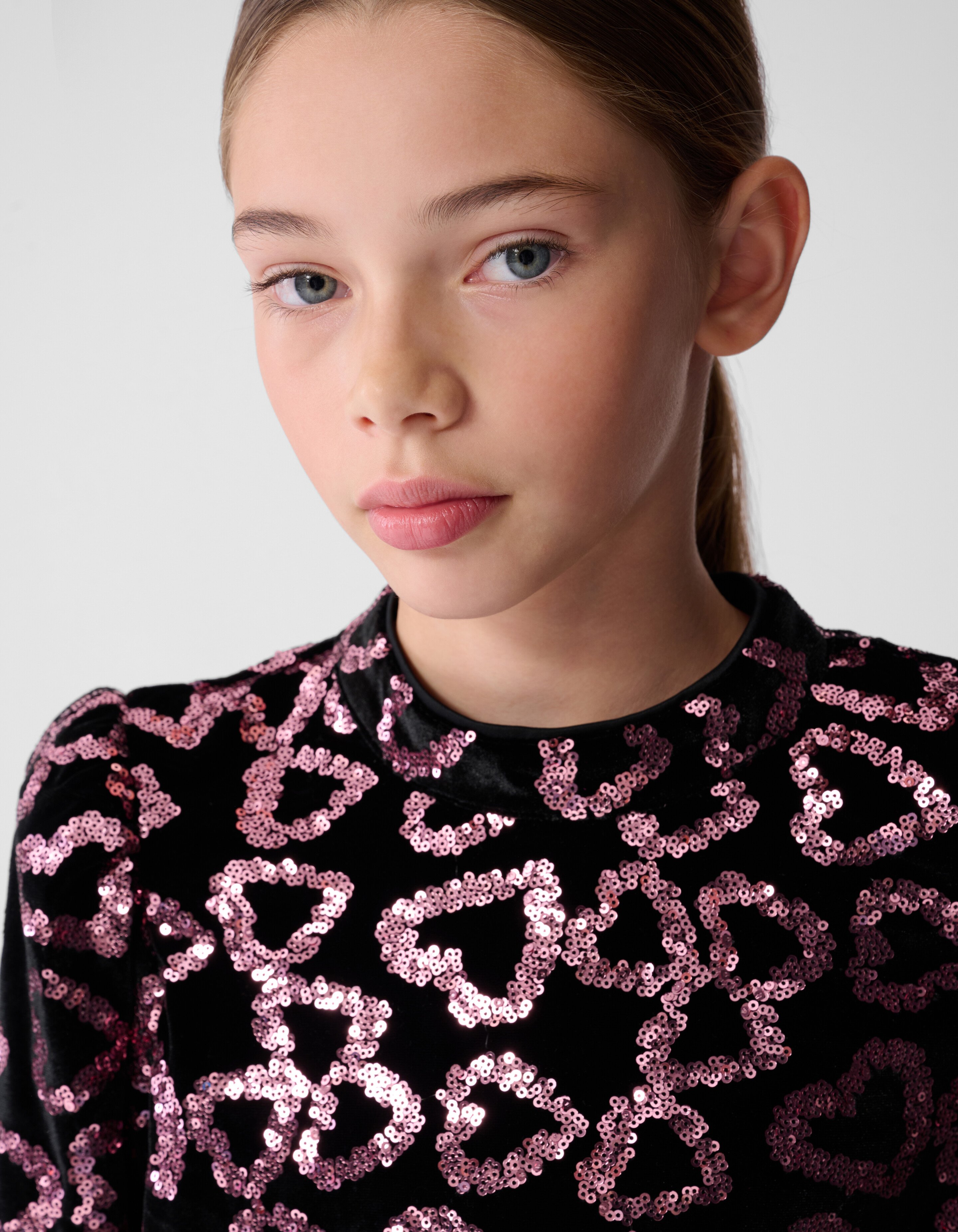 Sequin Heart Longsleeve Top Hellrosa SHOEBY GIRLS