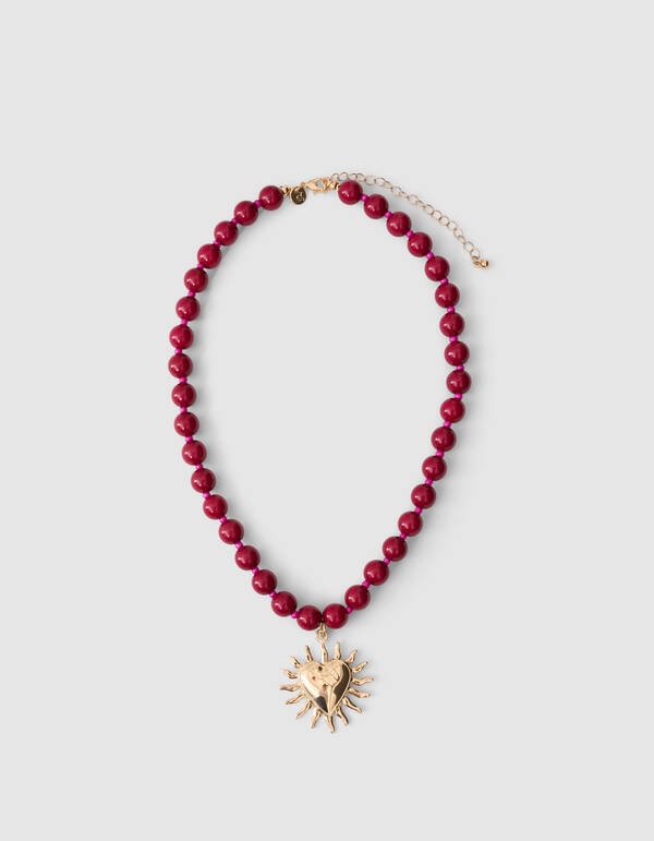 Beaded Sun Charm Kette Rot SHOEBY ACCESSOIRES