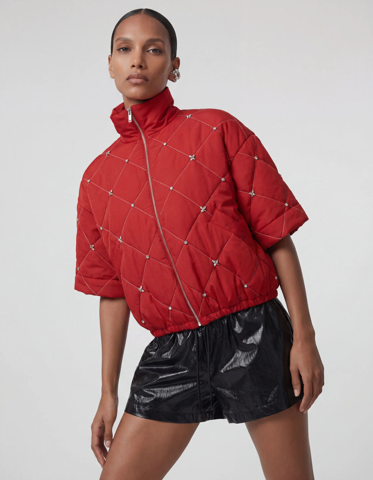 Stepp-Bomberjacke mit Strass Rot SHOEBY WOMEN