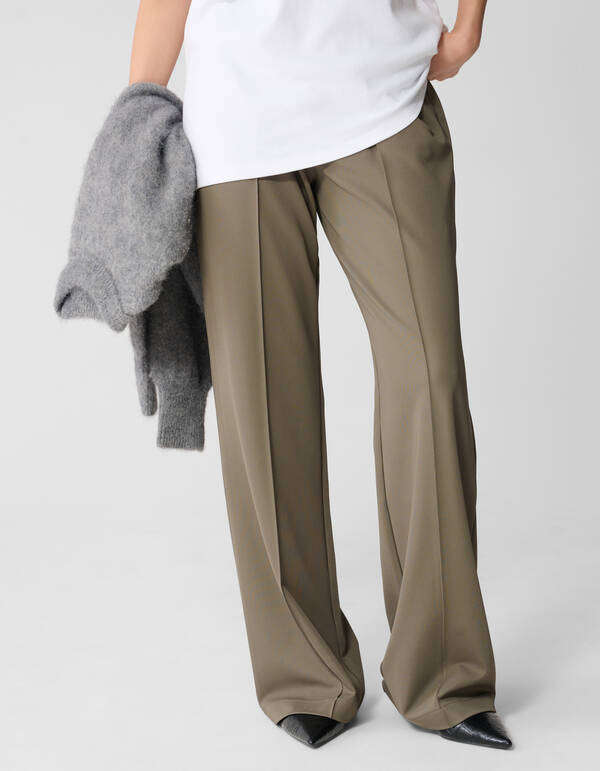 Basic Wide Leg Hose Dunkelgr&uuml;n SHOEBY WOMEN
