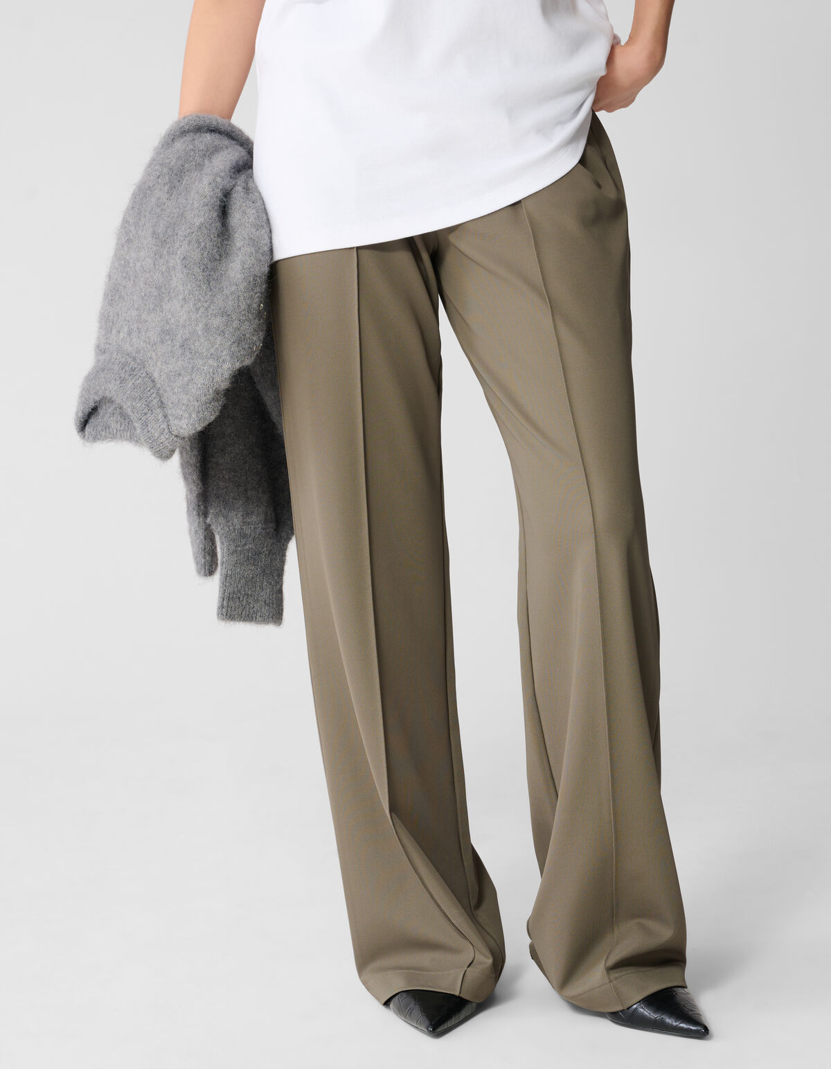 Basic Wide Leg Hose Dunkelgr&uuml;n SHOEBY WOMEN