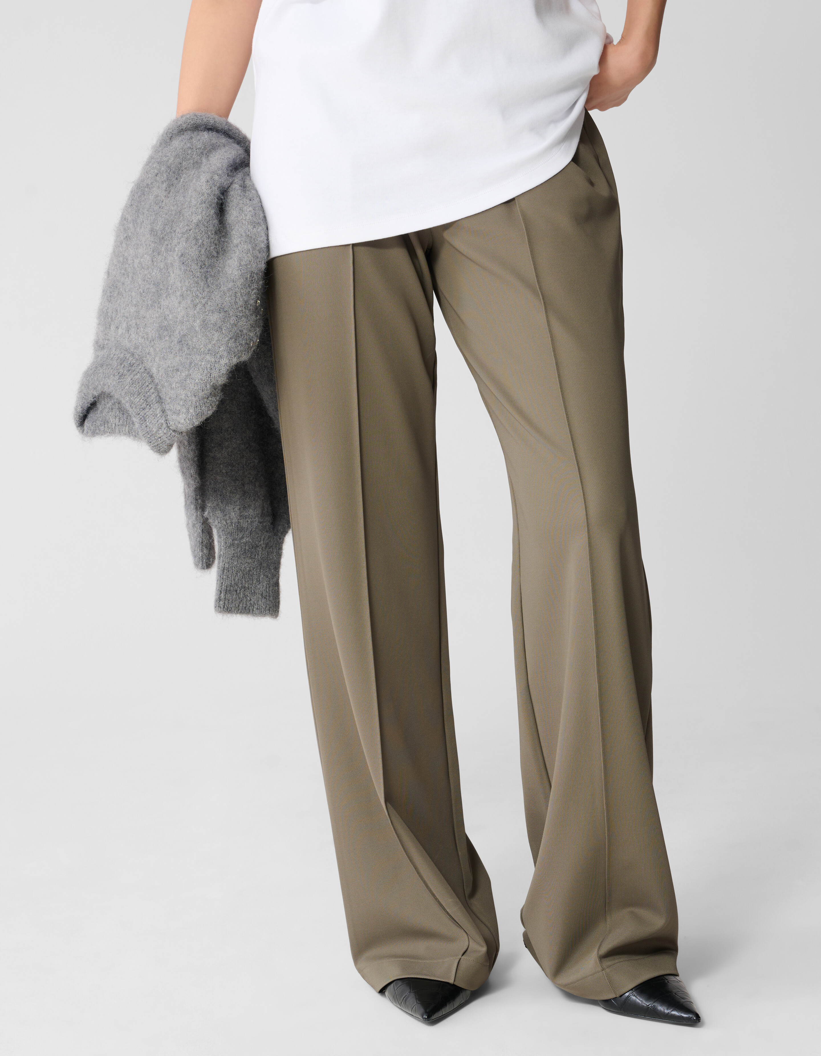 Basic Wide Leg Hose Dunkelgr&uuml;n SHOEBY WOMEN