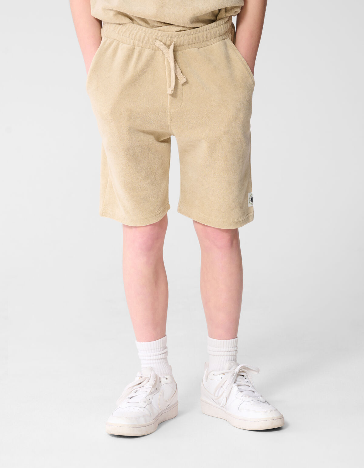 Frottee Relaxed Fit Shorts Beige SHOEBY BOYS