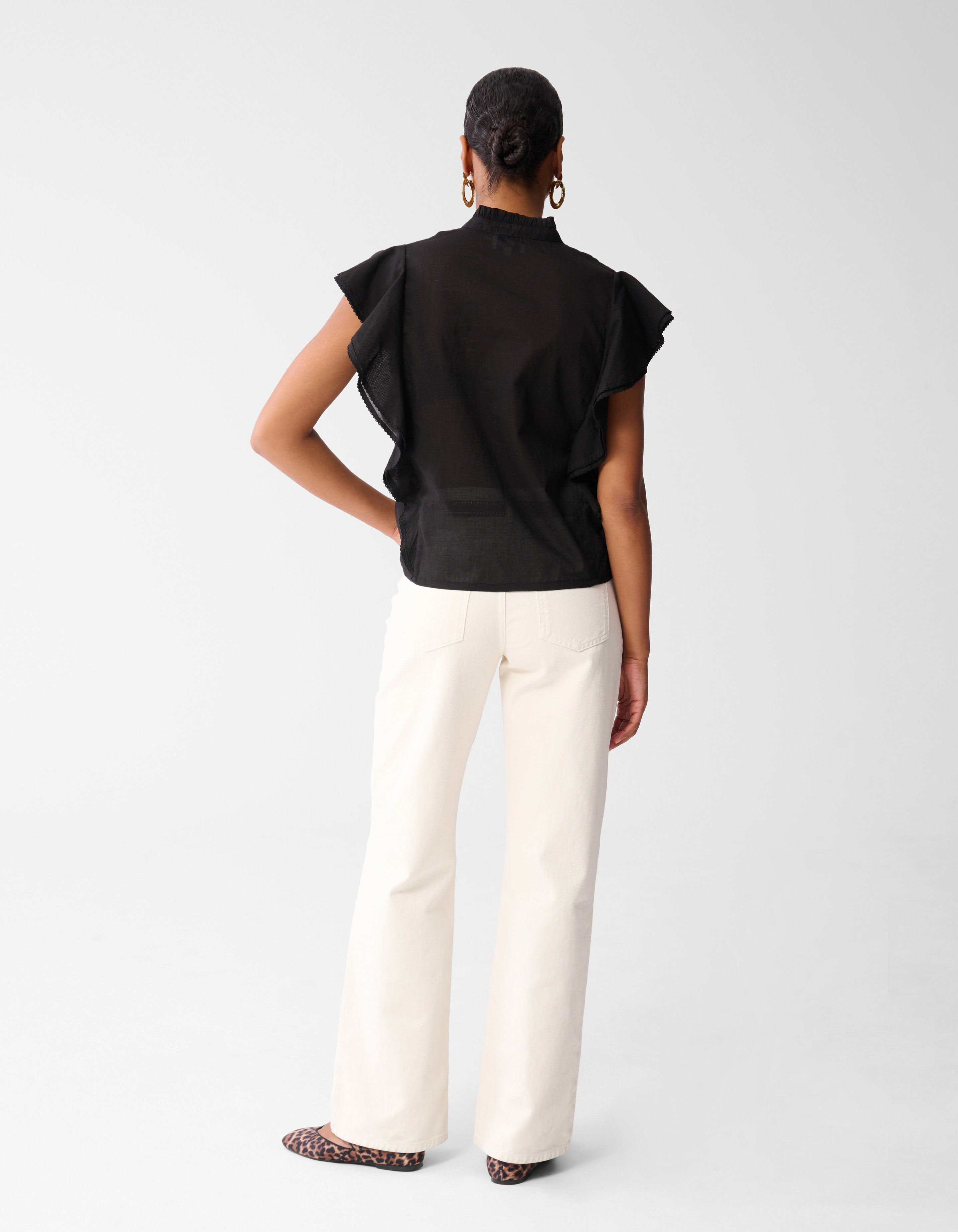 Pintuck-Rüschen-Top Schwarz SHOEBY WOMEN