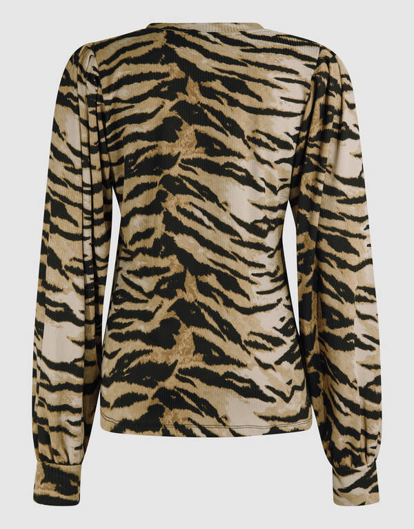 Tigerprint Rib Jersey Top Braun SHOEBY WOMEN