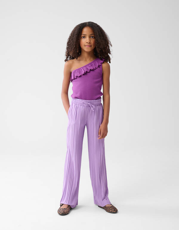 Ein-Schulter-R&uuml;schen-Top Lila SHOEBY GIRLS