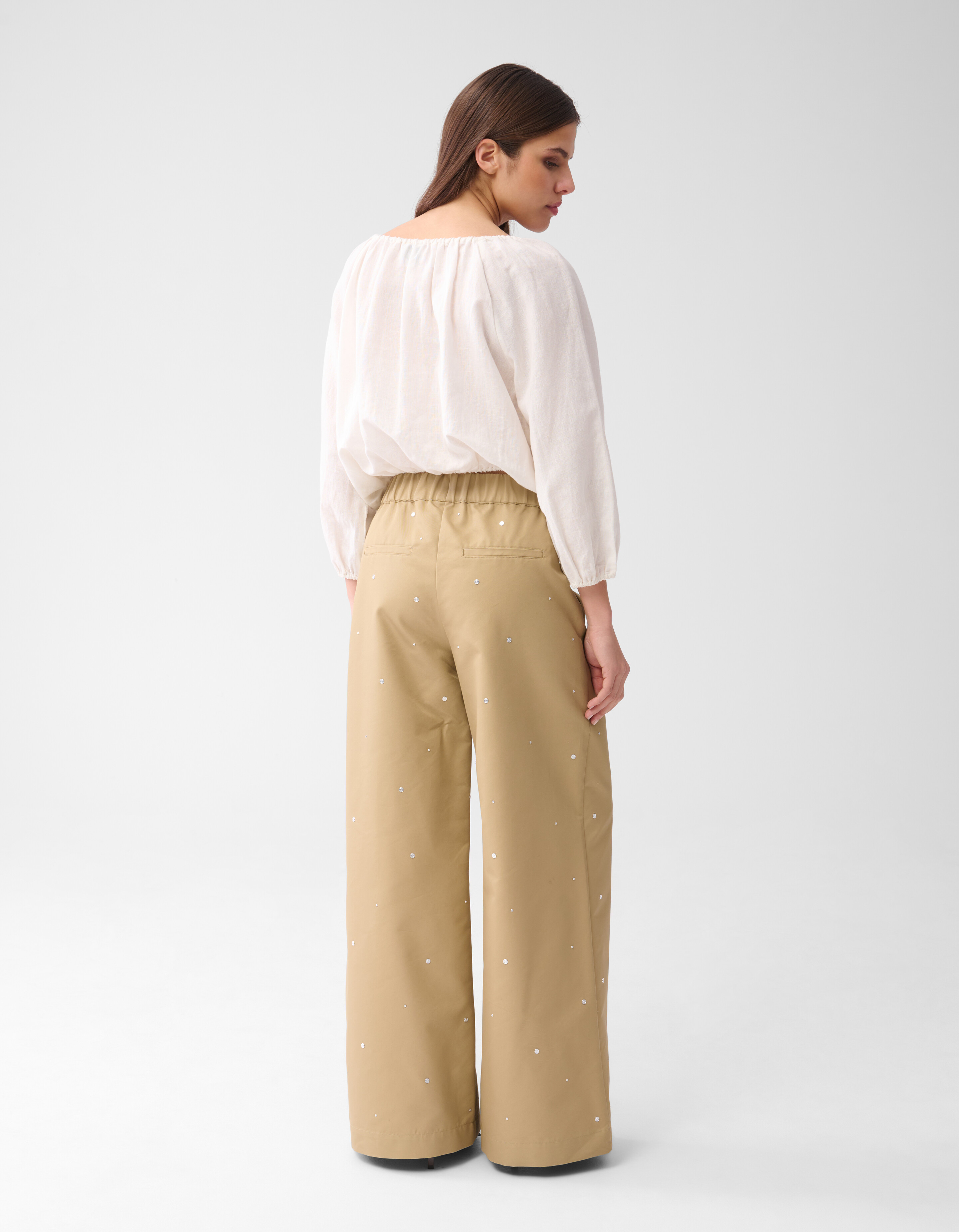 Studs Wide Leg Trousers Sand By Mieke SHOEBY WOMEN