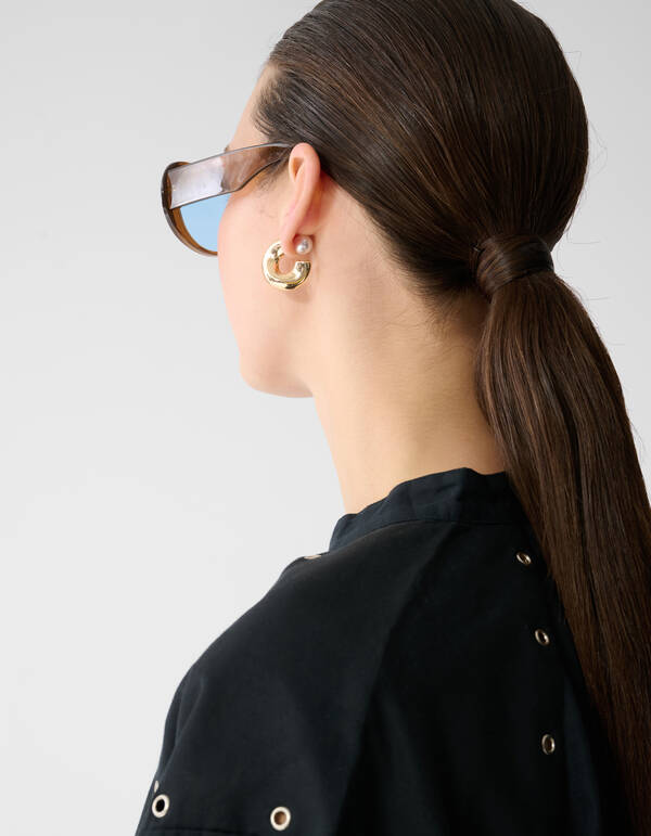 Clean Perlen-Creolen Ohrringe Gold SHOEBY ACCESSOIRES