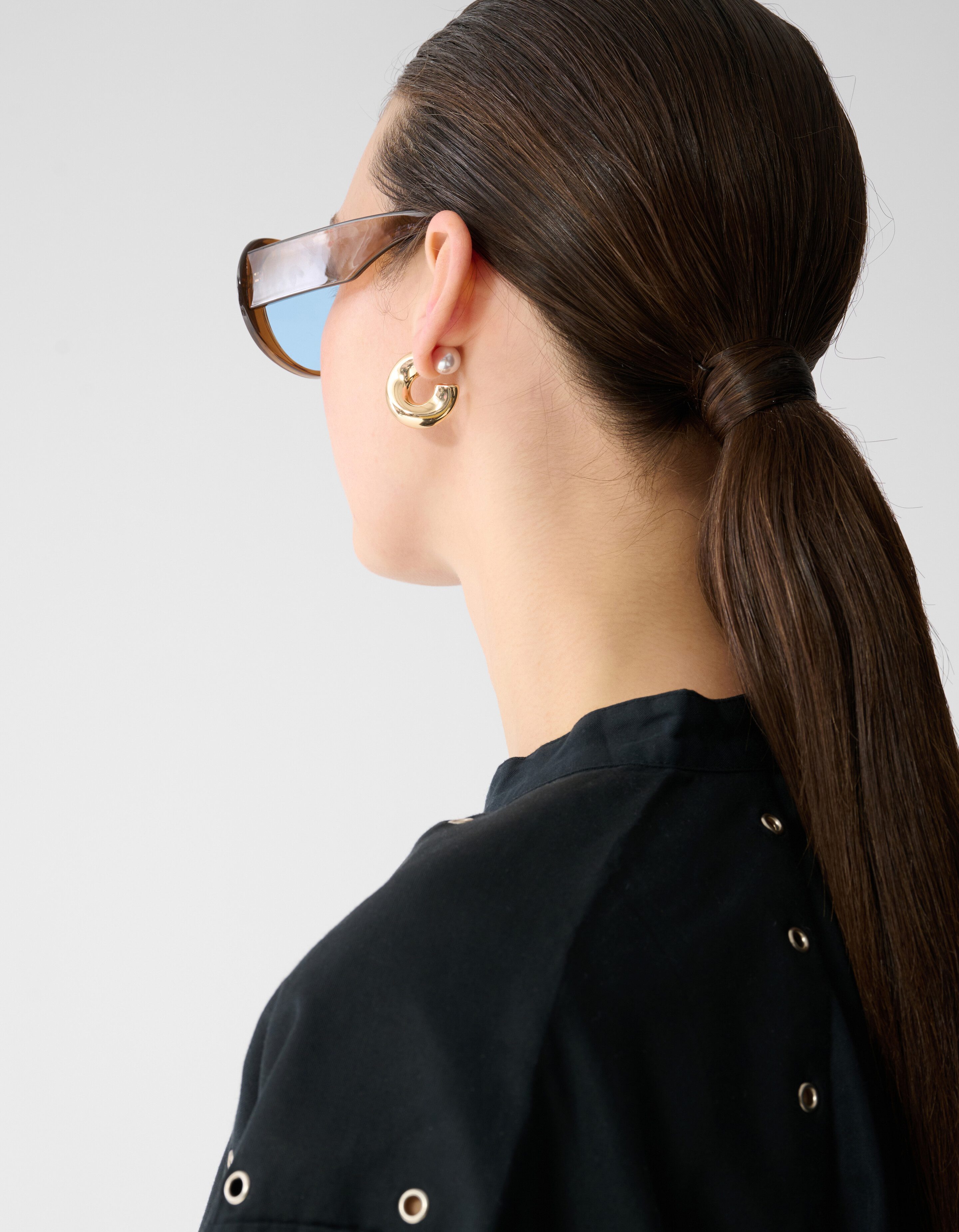 Clean Perlen-Creolen Ohrringe Gold SHOEBY ACCESSOIRES