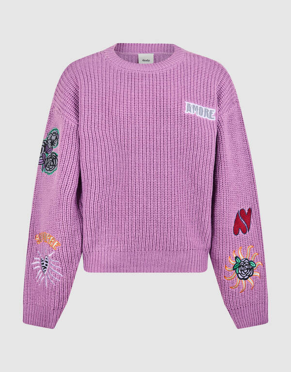 Bestickter Strickpullover Lila SHOEBY GIRLS