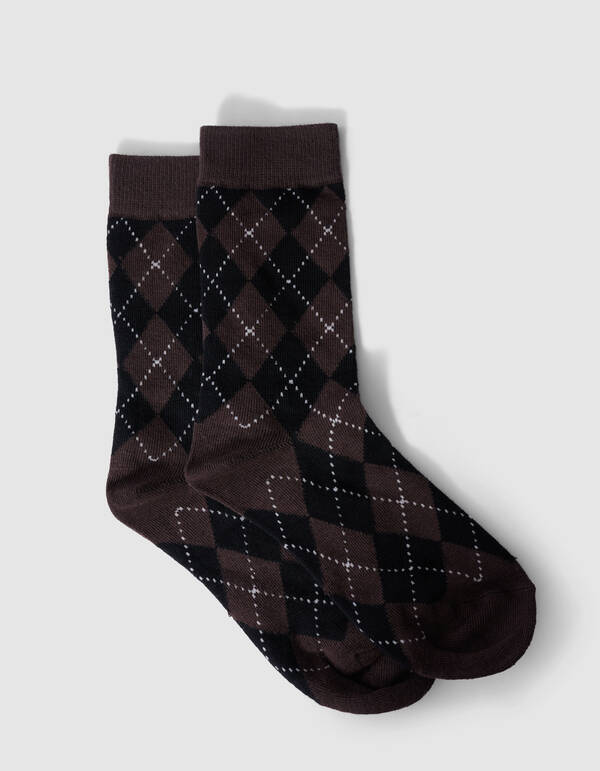 karierten Socken Schwarz/Dunkelbraun SHOEBY ACCESSOIRES