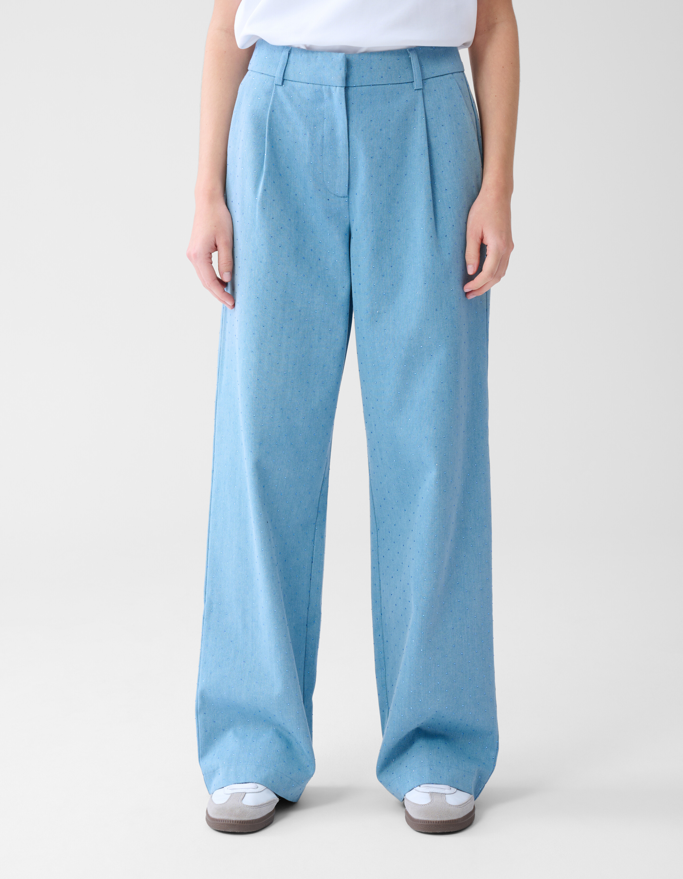 Strass Denim Hose mit weitem Bein Blau SHOEBY WOMEN