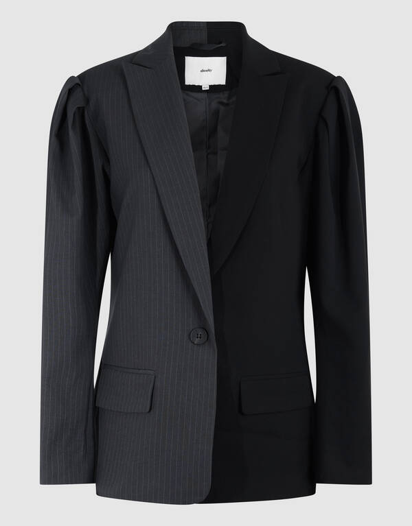 &Uuml;bergro&szlig;er Pinstripes Mix Blazer Grau/Schwarz SHOEBY WOMEN