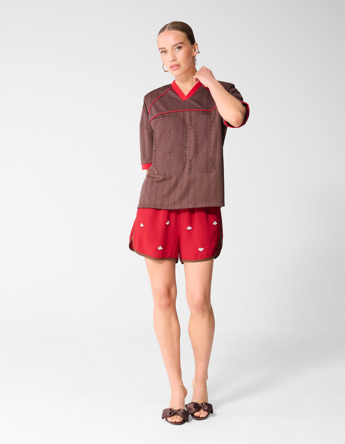 Baseball Strass T-Shirt Braun SHOEBY WOMEN