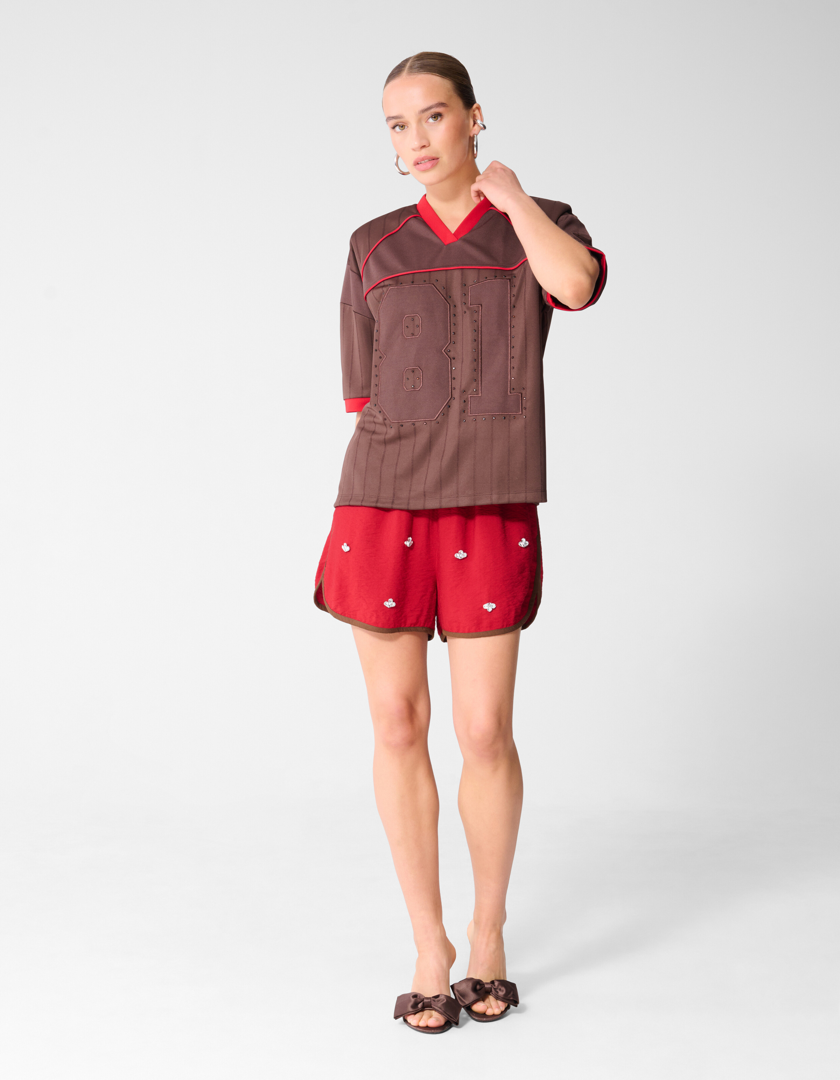 Baseball Strass T-Shirt Braun SHOEBY WOMEN