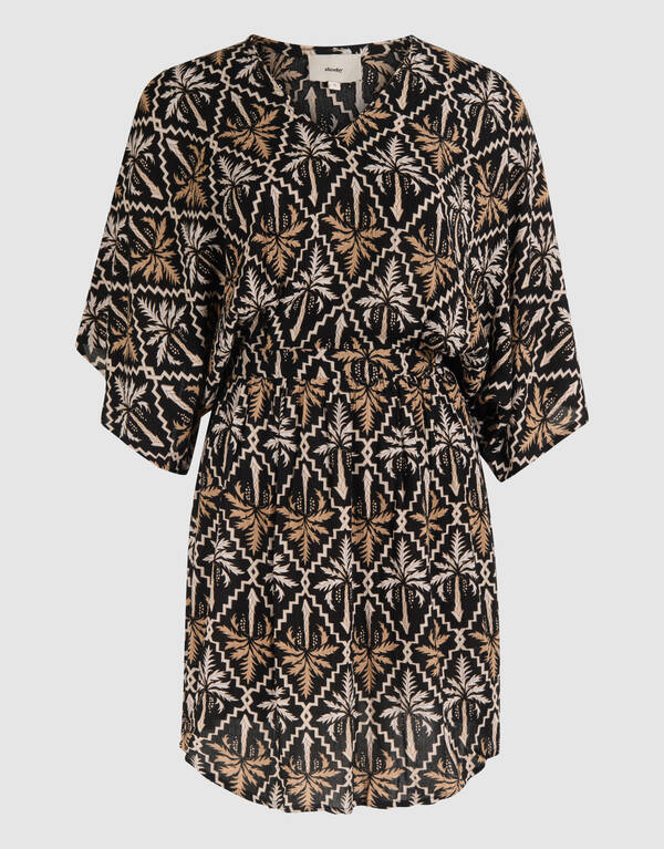 Bedrucktes Crinkle-Minikleid Schwarz/Wei&szlig; SHOEBY WOMEN