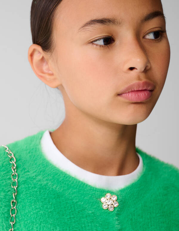 Hairy Strass Cardigan Green SHOEBY GIRLS