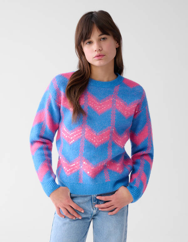 Pailletten-Pullover Blau SHOEBY GIRLS