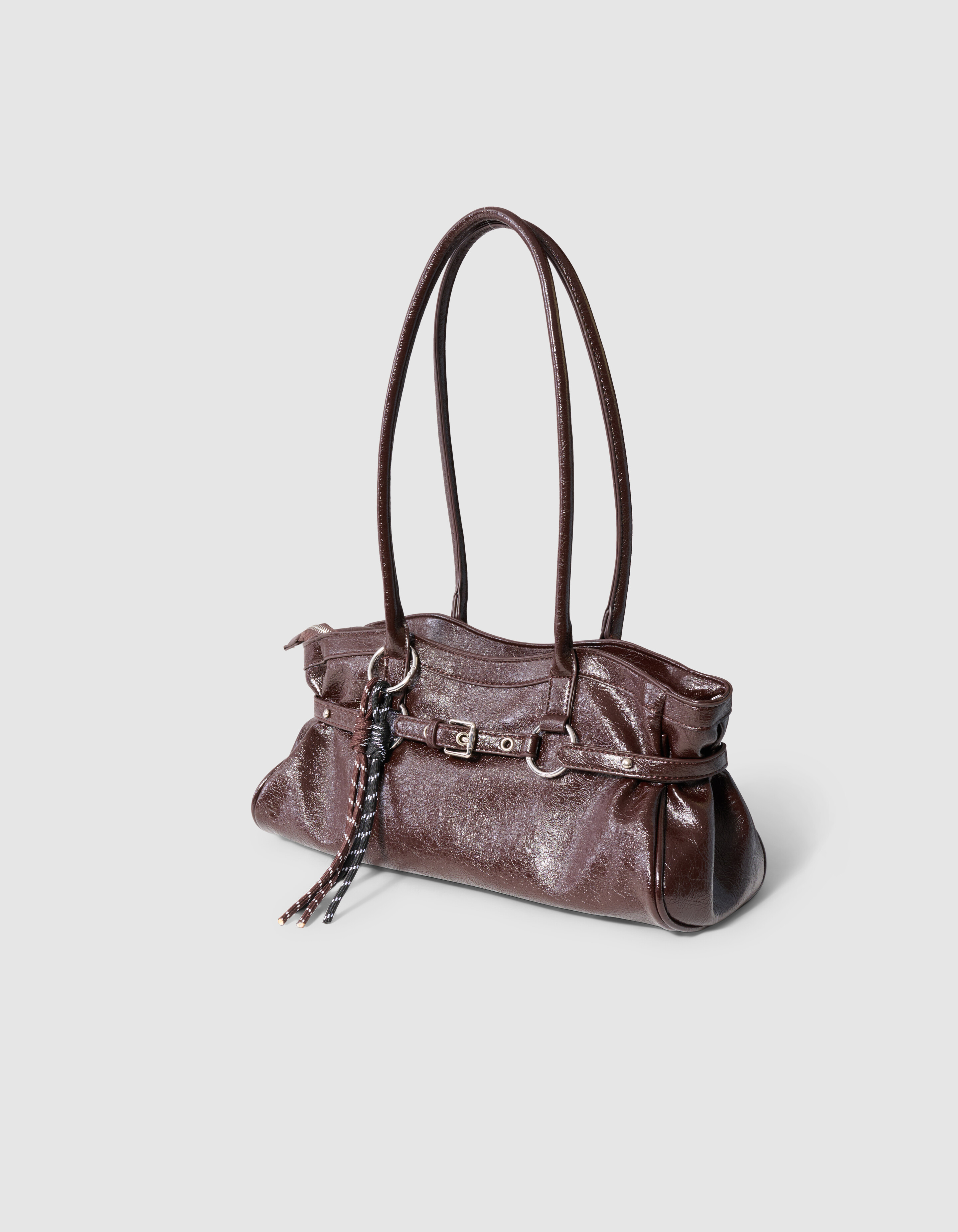 Shiny Baguette Tasche Dunkelbraun SHOEBY ACCESSOIRES