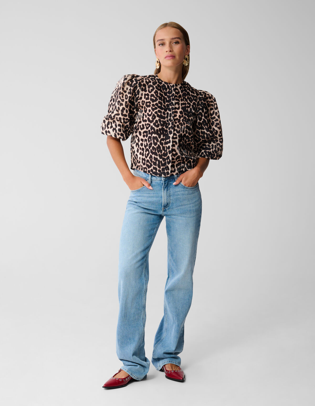 Puff Leopard Bluse Braun SHOEBY WOMEN