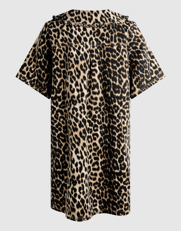 Denimkragen Leopard Minikleid Braun SHOEBY WOMEN