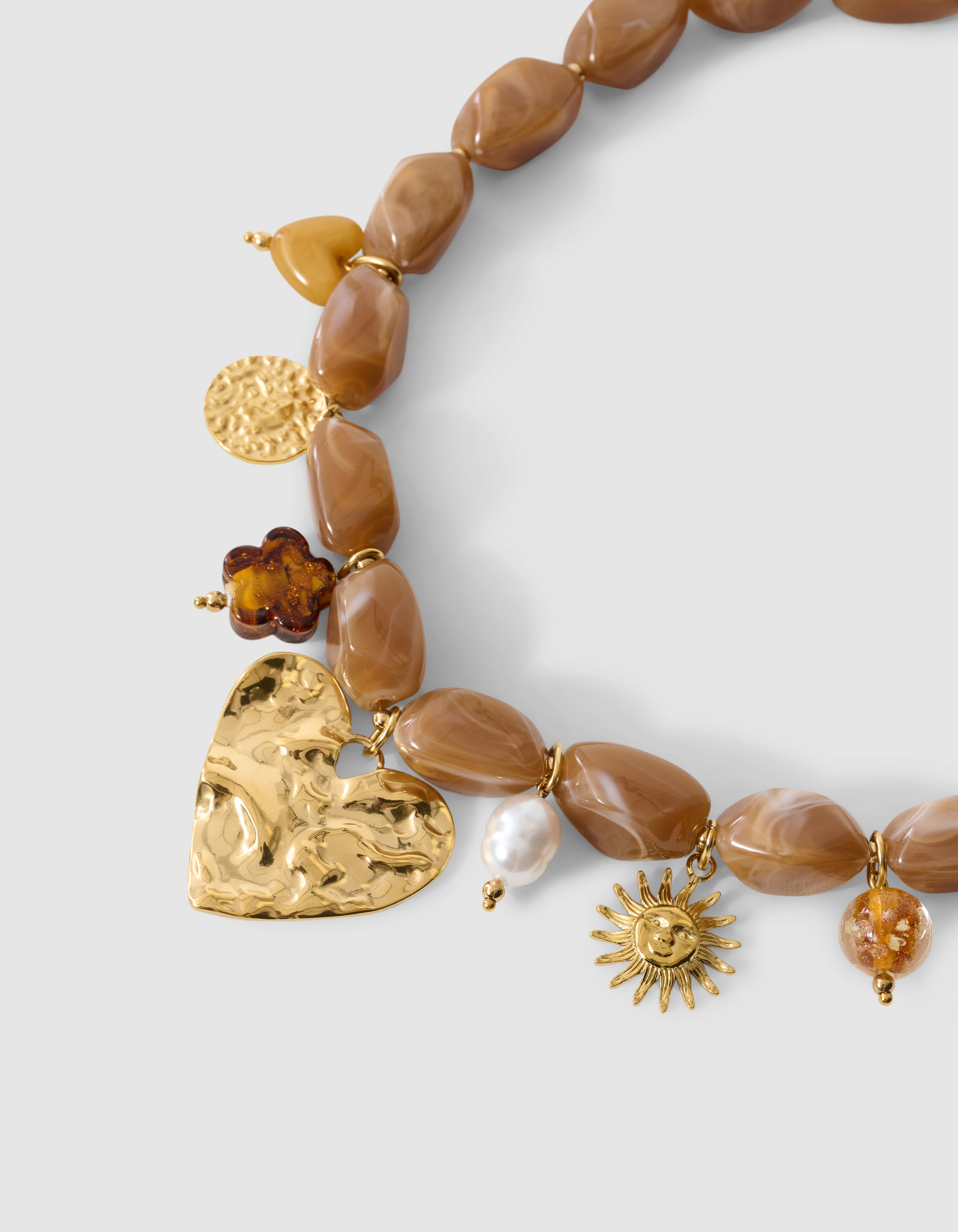 Beaded Charm Halskette Braun SHOEBY ACCESSOIRES