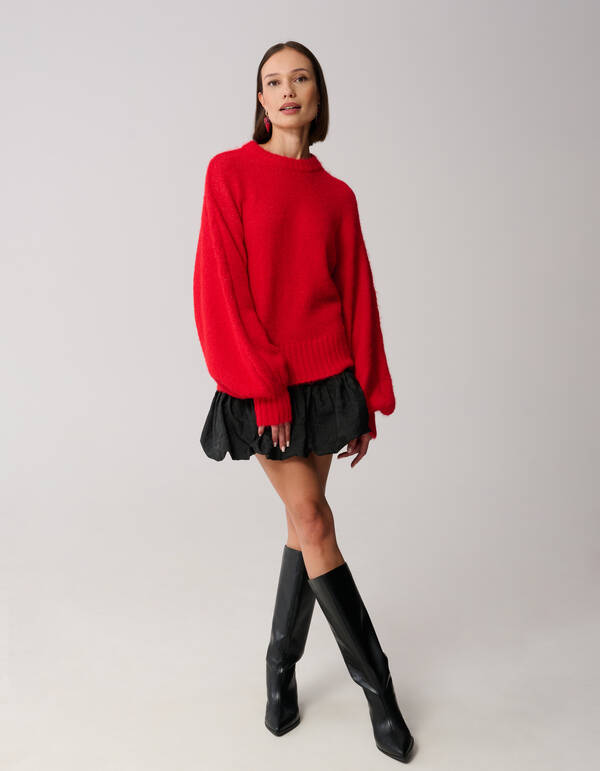 Haariger Oversize Pullover Rot SHOEBY WOMEN