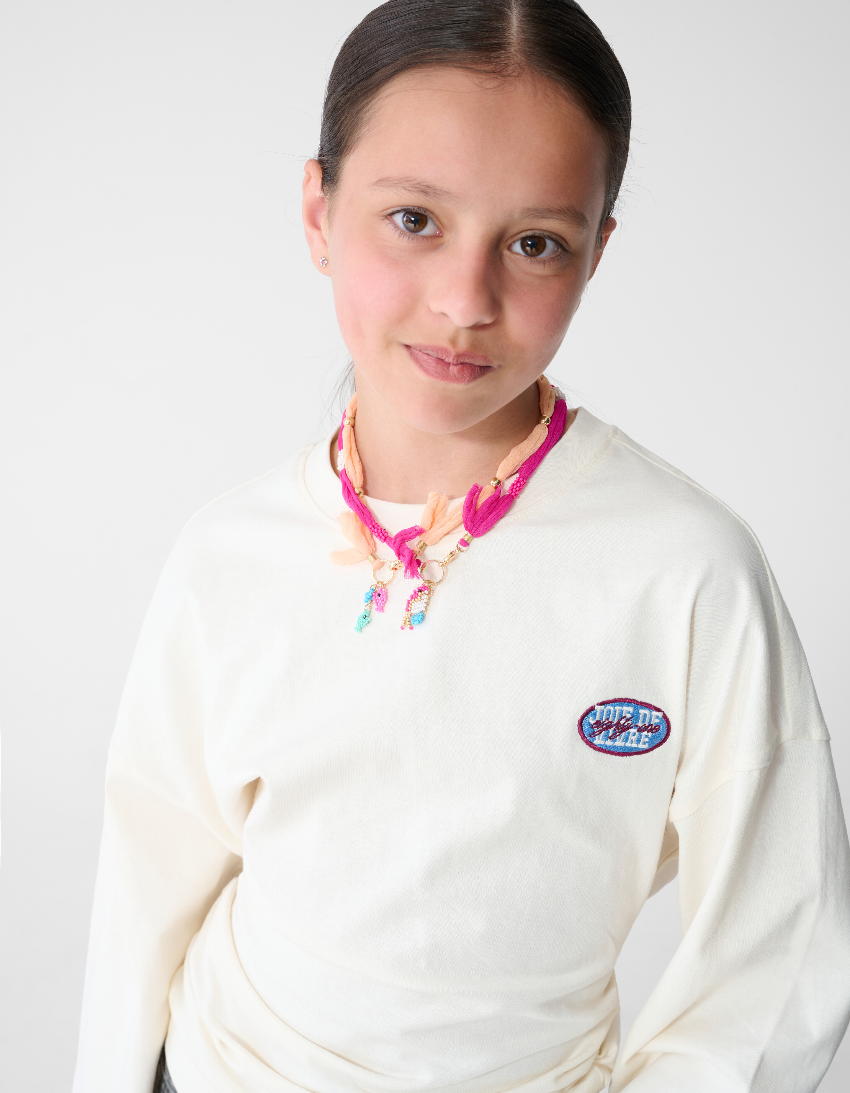 Langarmshirt mit Raffungen, gebrochenes Wei&szlig; SHOEBY GIRLS