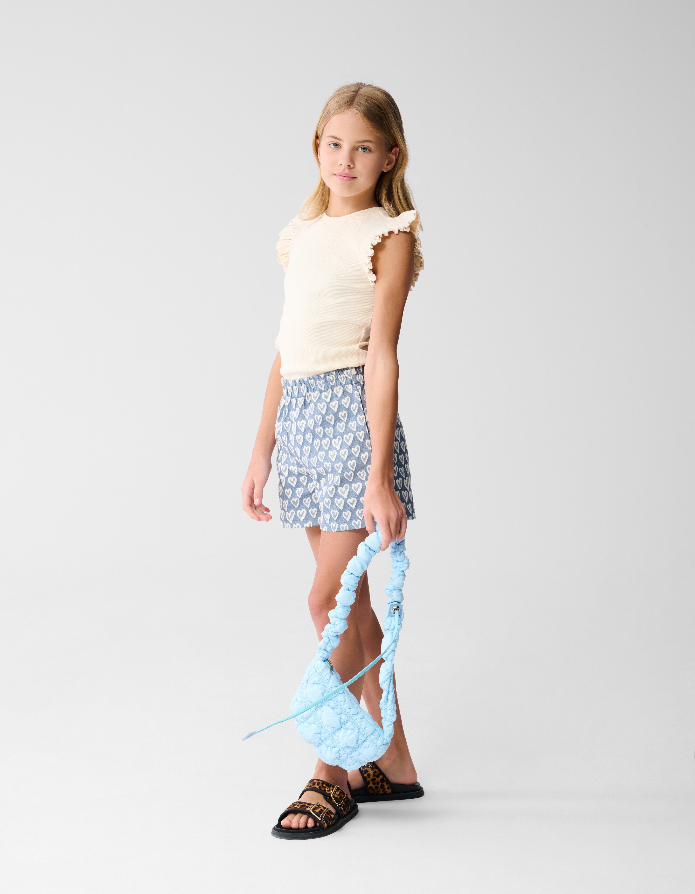 Herz-Stickerei Kurz Blauw SHOEBY GIRLS
