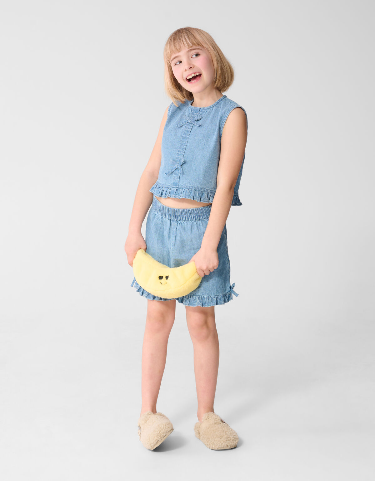Cropped R&uuml;schenbluse Blau SHOEBY GIRLS
