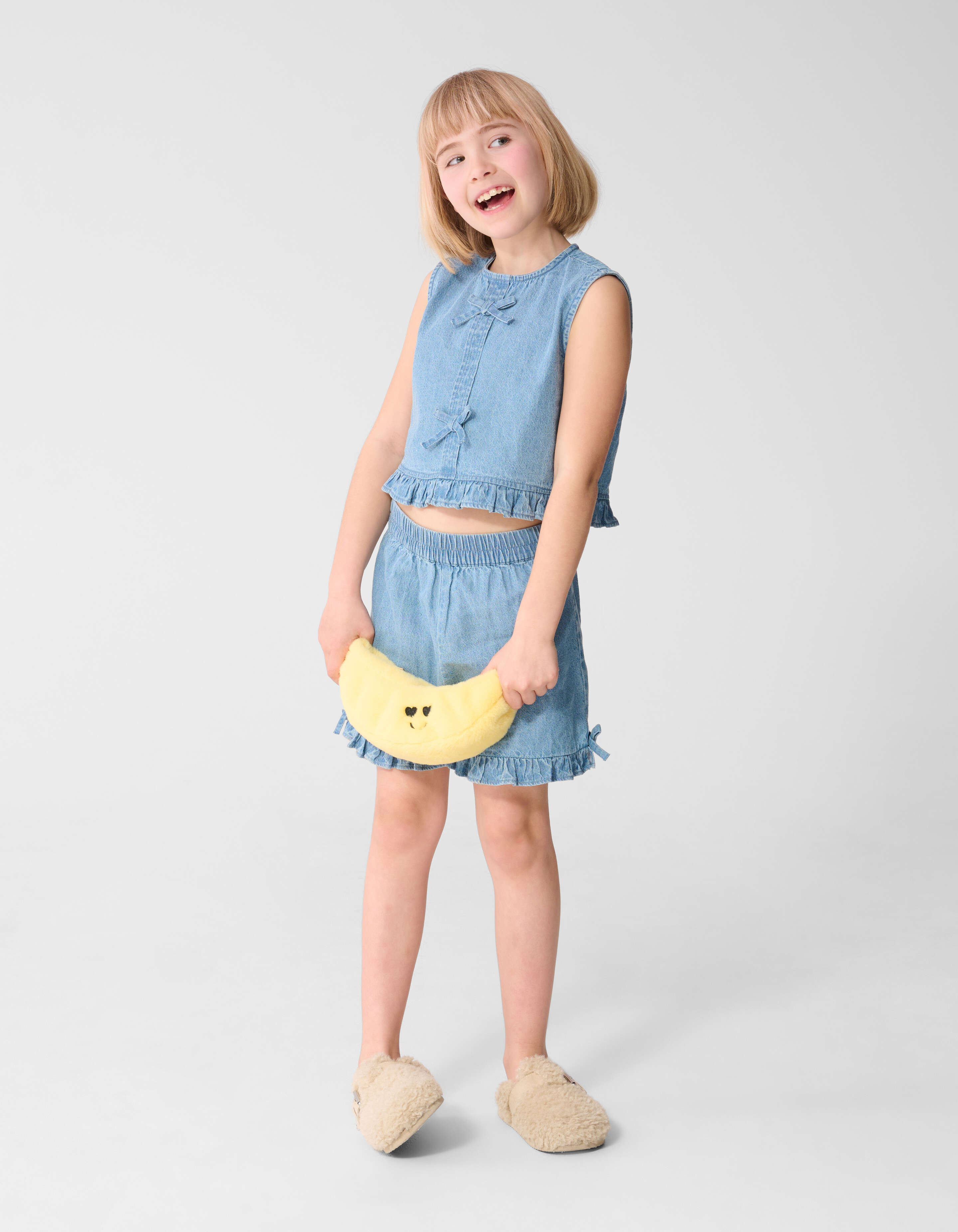 Cropped R&uuml;schenbluse Blau SHOEBY GIRLS