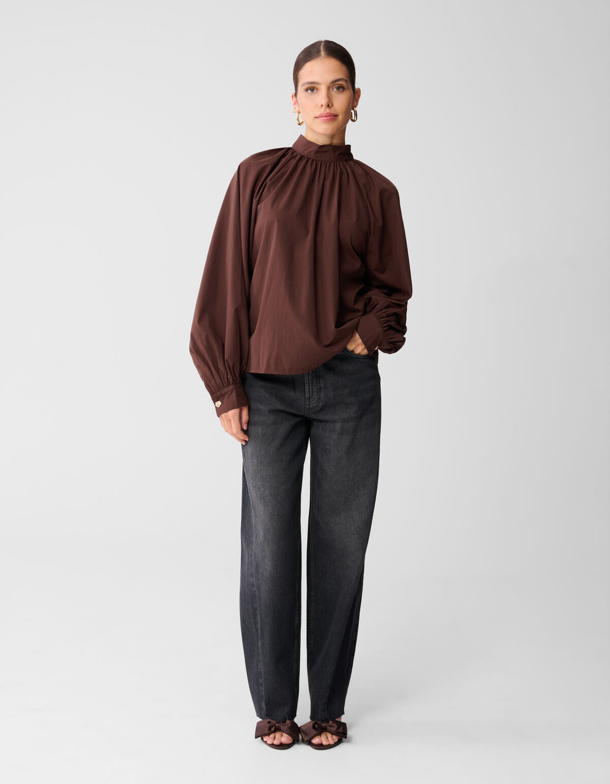 Bluse mit Schleife Braun SHOEBY WOMEN