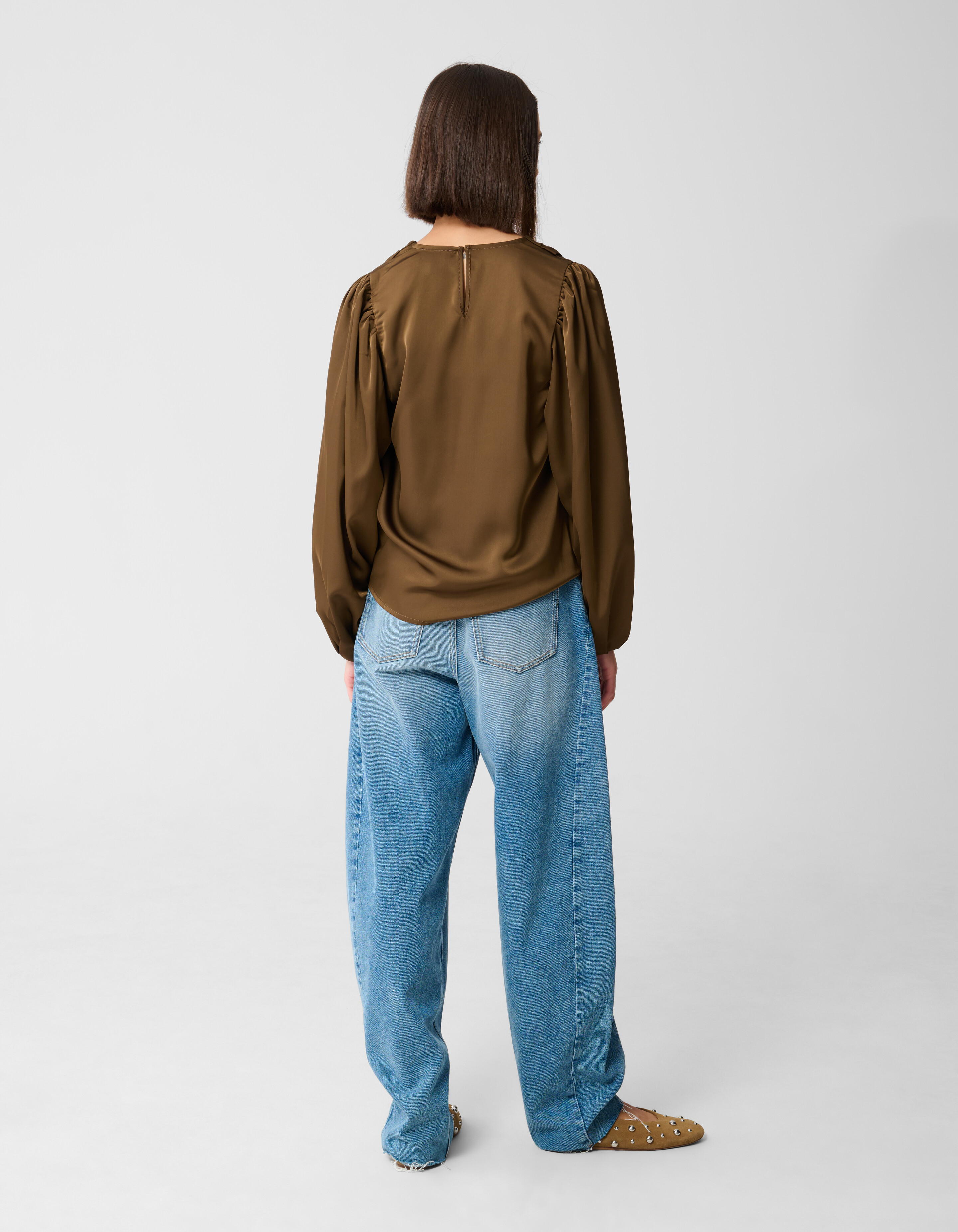 V-hals Blouse Donkergroen SHOEBY WOMEN