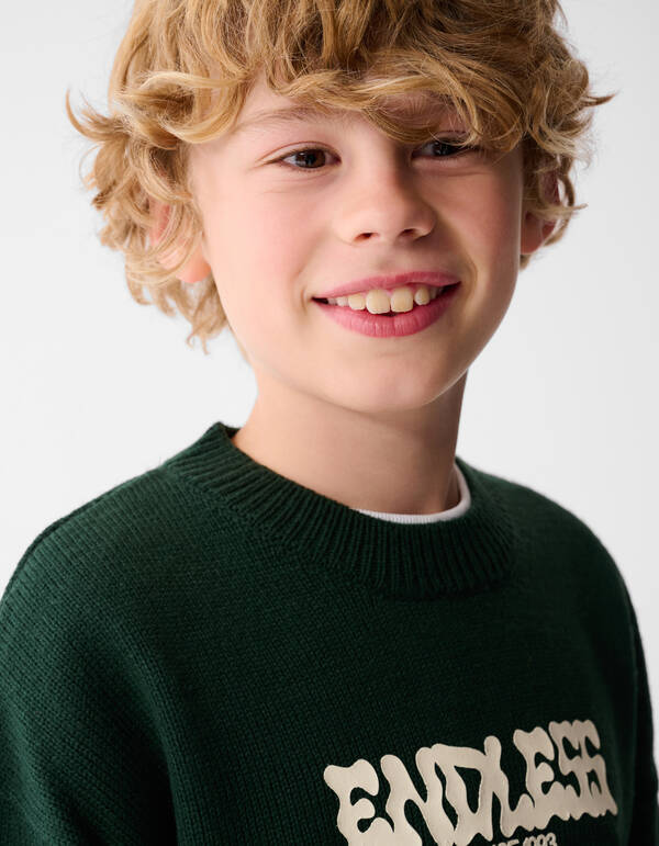 Endloser Strickpullover Dunkelgr&uuml;n SHOEBY BOYS