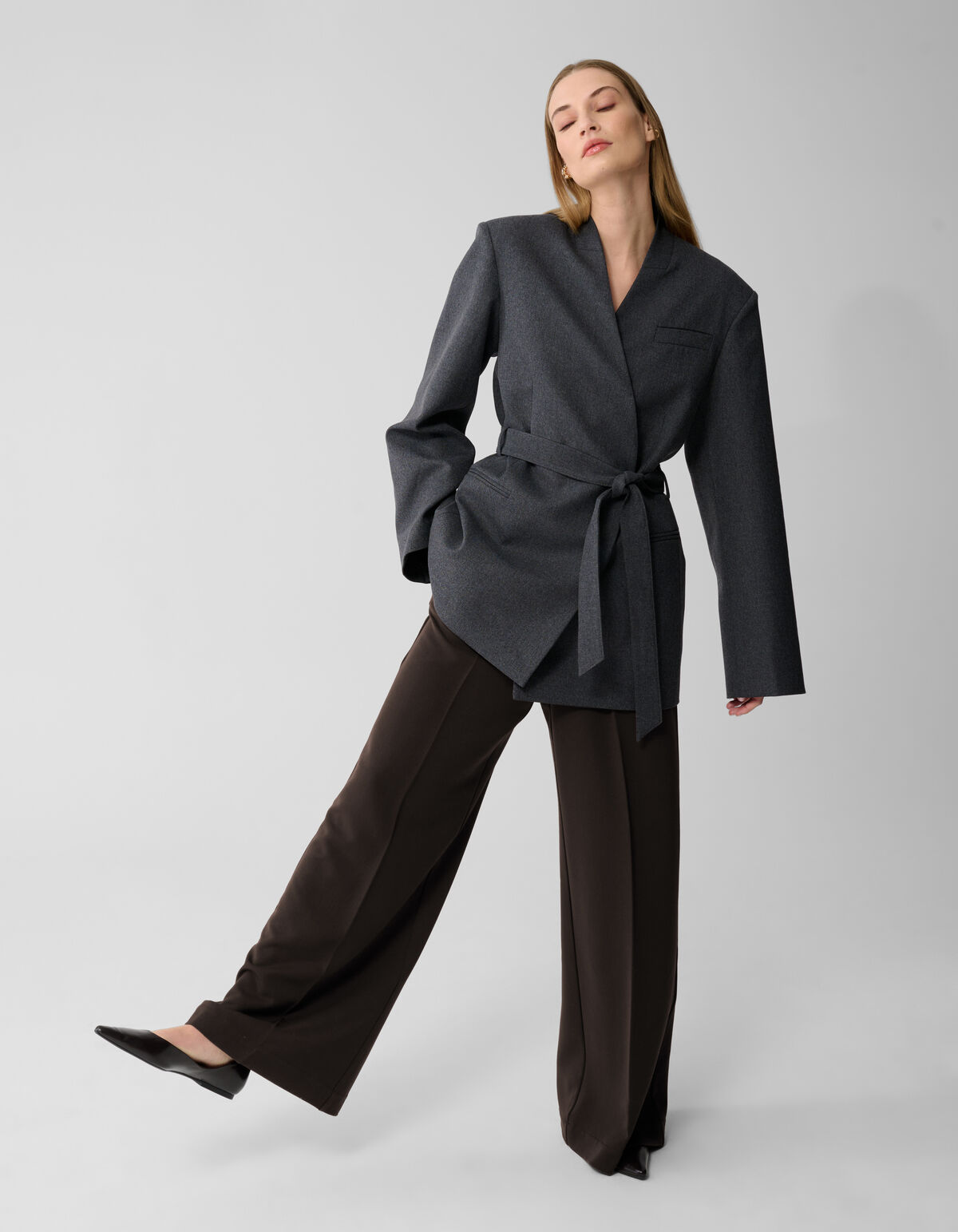 Oversized-Wickelblazer Dunkelgrau Von Lonneke SHOEBY WOMEN