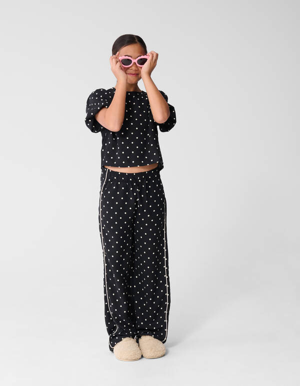Schwarze Hose mit Polka-Dots und weitem Bein SHOEBY GIRLS