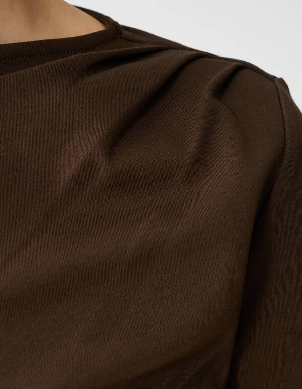 Drapiertes Langarm-Top Dunkelbraun SHOEBY WOMEN