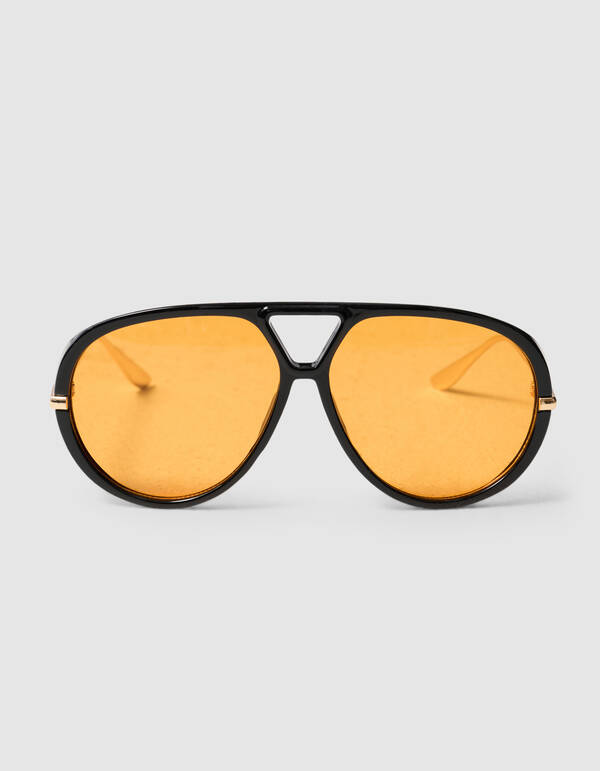 Große Aviator-Sonnenbrille Schwarz SHOEBY ACCESSOIRES