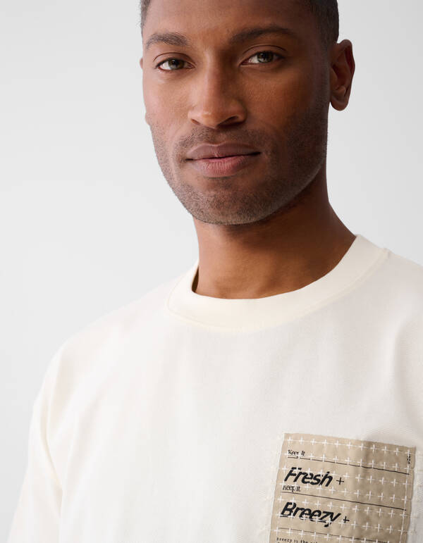 Gen&auml;htes Kunstwerk T-shirt Gebroken Wit SHOEBY MEN