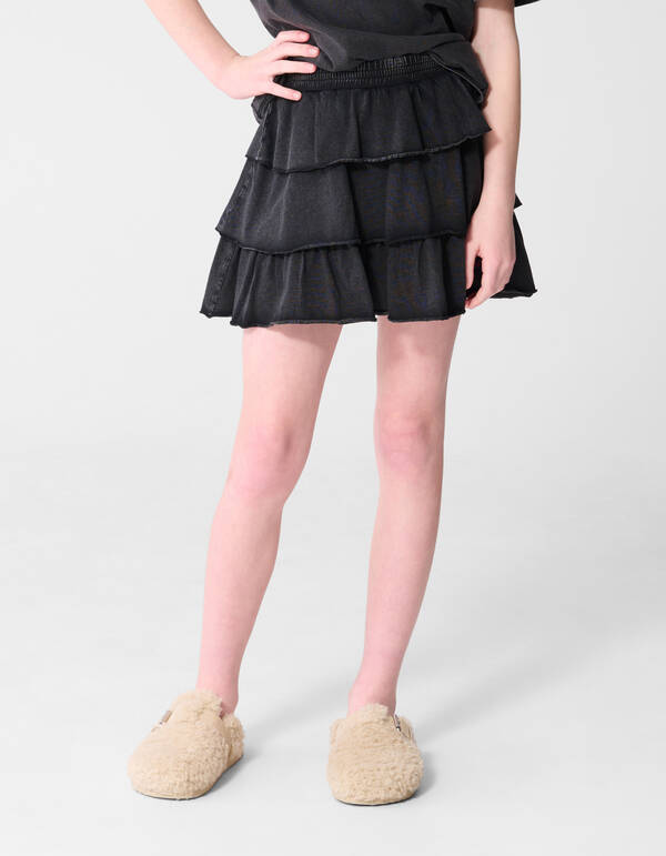 Gewerkelter R&uuml;schen-Minirock Dunkelgrau SHOEBY GIRLS