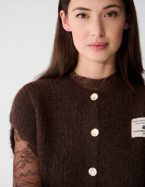 Hairy Button Gilet Dunkelbraun SHOEBY WOMEN