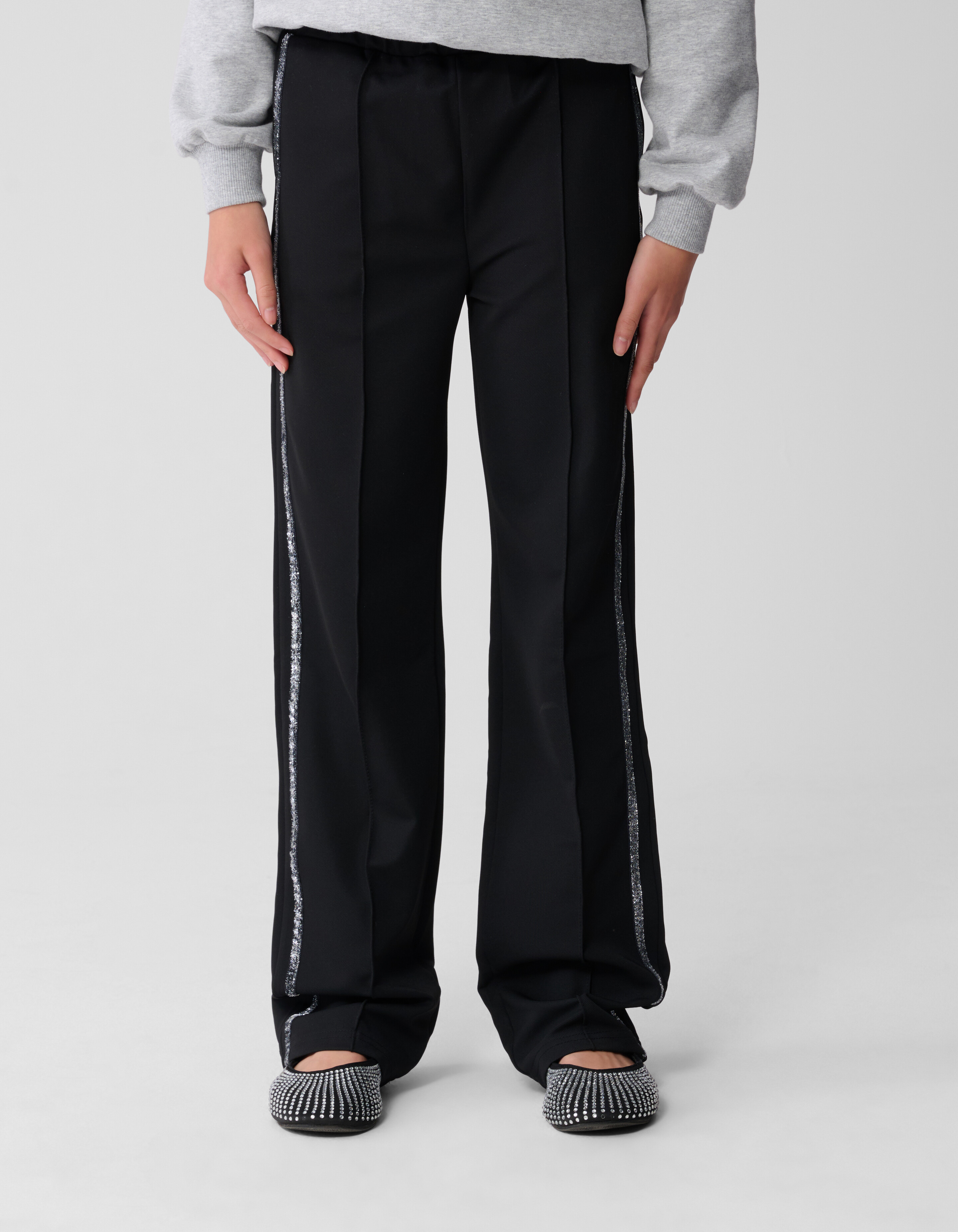 Glitzer-Hose mit weitem Bein, schwarz SHOEBY GIRLS