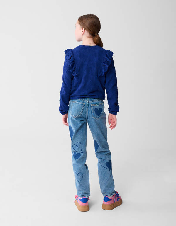 R&uuml;schen-Langarmshirt Dunkelblau SHOEBY GIRLS