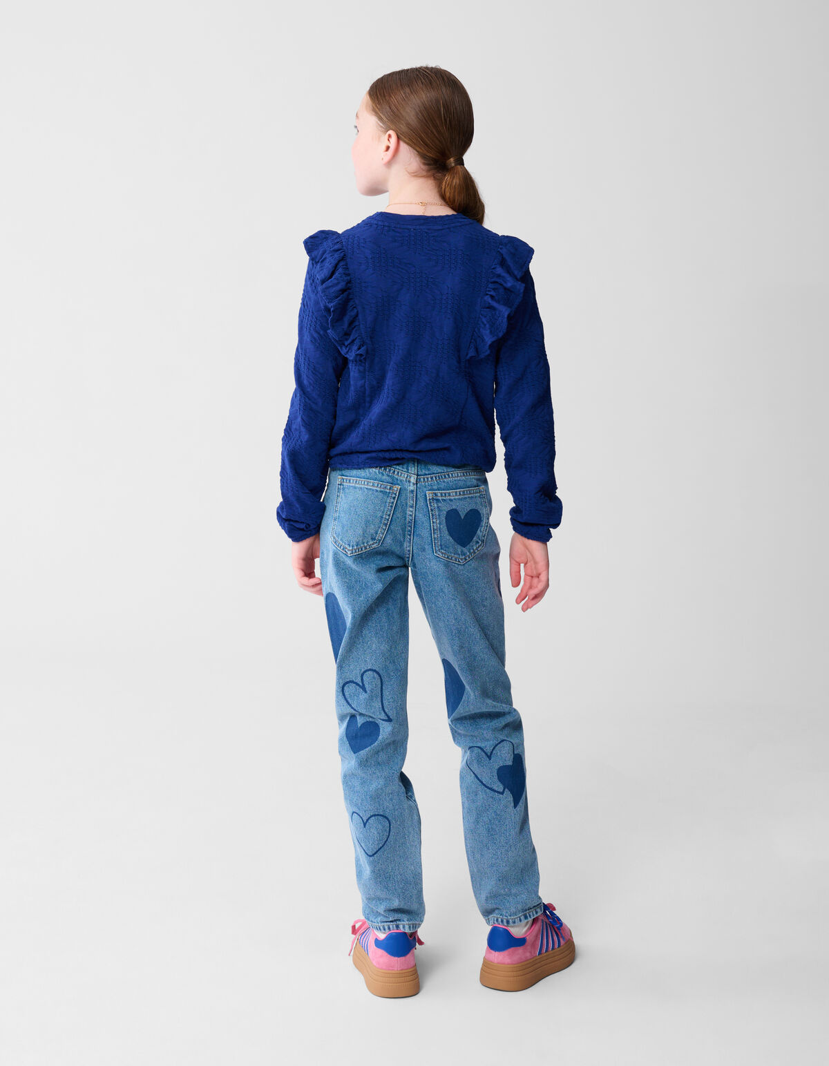 R&uuml;schen-Langarmshirt Dunkelblau SHOEBY GIRLS